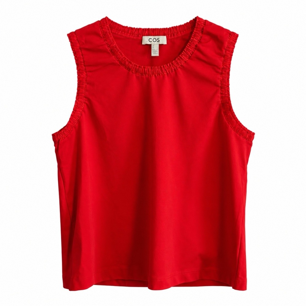 COS Gathered Cotton Tank Red Size Medium